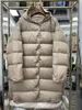 Women's Down Parkas 2022 Winter New Style Long Coat Knitted Detachable Cap Lightweight White Duck Down Jacket Women HKD230725