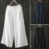 Women's Pants Cotton Cargo Women Summer Plus Size Wide Leg Elastic Waist Palazzo Culottes Trousers Y2k Streetwear