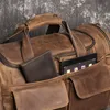 Duffel väskor Retro Brown Men's Handbag Crazy Horse Leather Large Capacity Travel Busy Weekend One Shoulder Messenger Bag 230724