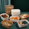 Disposable Lunch Box Takeaway Food Microwavable Kraft Lunch Box Paper Food Containers with PP Lids
