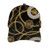 Ball Caps Noisydesigns Luxury Black Baseball Cap Women Men Outdoor Visor Hats Adult Snapback Gold Chain Circle Femme Luxe 2023 Dropship