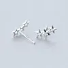 Studörhängen 11mm 5mm Real. 925 Sterling Silver Jewelry Three Stars Hollow Piercing Climber Ear C-E0800