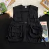 Mens Vests Y2K Multi Pocket Functional Style Solid Color Work Vest Summer Genjuku Hip Hop Street Casual Jacket INS Clothing 230724