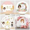 Materiale di sfondo My Baptist Circle Background La mia prima comunione Boy Girl Angel Baby Shower Celebration Party Decoration Circle Background Cover x0724