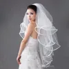 2020 Kvinnor Multi-Layer Tulle White Ivory Wedding Veils Ribbon Edge Wedding Accessories Bridal Veils With Comb Cheap286s