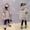 Down Coat New Children Down Cotton Parkas 3-14 Years Kids Winter Hooded Jackets for Girls Loose Fashion Outwear Girl Double Zipper Coat 8 HKD230725