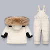 Manteau en duvet -30 degrés enfants vêtements ensemble 2pcs 2023 hiver doudoune combinaison bébé garçon fille enfant en bas âge épais chaud salopette habit de neige 1-5 Y HKD230725