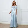 Party Dresses Elegant Wedding Evening Long For Women 2023 Autumn Boat Neck Satin A-line Draped Prom Gown Gala Night Dress Gift