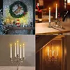 Pacote com 9 velas LED luz branca quente cintilação longa vela sem chamas temporizador remoto velas cônicas decoração de ano novo bougie H12222595