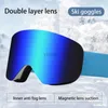 Óculos de esqui Adultos Óculos de snowboard de camada dupla Homens Mulheres Óculos de esqui Óculos de neve de sucção magnética Óculos de esqui à prova de vento Inverno HKD230725