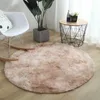 Carpets Plush Round Carpet Modern Living Room 2023 Decor Tie-dye Gradient Color Fluffy Mat Children Bedside Floor Rug Bay Window Cushion R230725