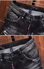 Män designer broderi svart denim shorts oroliga jeans blekt retro stor storlek 42 byxor JB9891