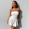 Women Simple Slim Show talia klatki piersiowej stanika A-line sukienka Solidna konstrukcja