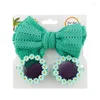 Accessori per capelli Neonate Fashion SunFlower Occhiali da sole Bow Hairband Set 2Pcs Head Bands Summer Beach Pography Puntelli