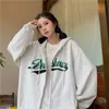 Womens Hoodies Sweatshirts Y2k Zip Up Preppy Hoodie Harajuku Letter Borduurwerk Kleding voor vrouwen Lange mouw Groot formaat Koreaans Casual Chic Top Streetwear 230724