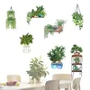 Kwiaty dekoracyjne zielone naklejka ściany rośliny | Zdejmowane naklejki 3D Plakat i kij do dekoracji domowej - kaloszek koryta