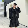 Herrspårar Syuhgfa Men Kort ärm Pärlajacka Löst kausal 2023 Spring Summer Luxury Shorts passar koreanska mode Två stycken uppsättningar