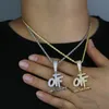 Free Shipping Only The Family OTF Letter Pendant Necklace with Rope Chain High Quality Women Men Boy Iced Out Full Paved Zirconia Hip Hop Fashion Gift Jewelry