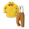 Set di abbigliamento Completi da ragazzo gentiluomo Vestiti da festa di compleanno per bambini di alta qualità Camicia solida con pantaloni a righe 1-9 anni Abiti formali per bambini