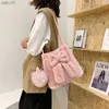 Двух частях Set Womens Bag 2021 Winter New Bow Soft Fluffy Svere Supple Furry Ladies Mudbag Sumb Suck Sacks Плюшевая ковша мешок SAC L230704