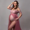 Maternity Dresses Maternity Pography Tulle Dresses Bodysuit Outfit Pregnant Woman Po Shoot Bodysuit with Tulle Dress 230724