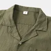 Chándales de hombre Verano fresco cómodo camisa de manga corta con botones color sólido camiseta de hombre pantalones cortos traje de algodón y lino casual 230724