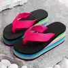 Slippers Women Flip Flops Beach Shoes Wedge Sandals High Heels Casual Peep Toe Platform Slippers Rainbow Summer Woman Slippers qt411 L230725