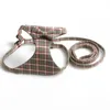 Guinzagli per imbracature stile britannico per cani Set 9 colori Gilet con fiocco regolabile con motivo scozzese foderato con gatto persiano Schnauzer in pelle scamosciata