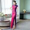 Etniska kläder traditionella kinesiska klänningar maxi qipao kort ärm hög slits cheongsam ao dai vietnam sexig oriental ta1925