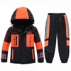 Down Coat -30 Degrés Enfants Ski Costume Ensemble pour Garçons Filles Ski Manteau Pantalon Waterprof Coupe-Vent Corée Style Enfants En Plein Air Snowboard Costumes Ensemble HKD230725