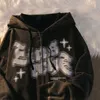 Kvinnor Hoodies Sweatshirts Letter Fuzzy Printing Design Sense Niche Loose Y2K Top Hooded Zipper Hoodie Women Street Vintage Cardigan Aesthetic 230725