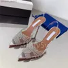 Sandali Luxurys Designers Scarpa elegante alla caviglia Scarpe da fabbrica di moda Sandali impreziositi con cinturino incrociato Décolleté in PVC Scarpe con tacco alto pantofola 10.5 7cm bobina donna Z230727