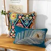 Pillow Case Vintage Bohemian Style Tufted Lumbar Cover Embroidered Geometric Floral Pompom Tassels Throw Cushion 230724