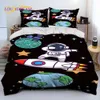 Astronaut Space Cartoon Consolador Conjunto de Cama Capa de Edredom Conjunto de Capa de Colcha Estojo de Cama King Queen Size Conjunto de Cama para Criança L230704