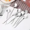 Kaşık 8pcs Paslanmaz çelik set çiçek oymak Mini Tatlılar için Mini Çay Kahve Teaspoons Yemek Takımı Mutfak Araçları