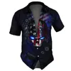 Chemises décontractées pour hommes Chemise à manches courtes d'été pour hommes Drapeau américain Motif d'impression 3d Daily Street Tops surdimensionnés Hommes T-shirts Vêtements