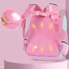 Ryggsäckar Girls 'School Bag Children's Pink Unicorn Nylon Tryckt ryggsäck Kealgarten Söt flickors skolväska Vattentäta barn 230720