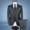 Męskie garnitury Blazery Loldeal Grey Plaid 3 szt. Suit Men Slim Fit Rekroci 2021 Przyjazd Terno Masculino w rozmiarze Plus Size 2890