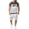 Chándales para hombres Moda para hombres Culturismo Chándales a rayas Verano Casual Fresco Manga corta Estampado deportivo Streetwear Camiseta gráfica Conjunto de pantalones cortos 230724