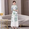Ubranie etniczne 2023 Chińska sukienka taneczna w stylu vintage National Flower Druku
