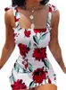 Grundläggande avslappnad klänning Elastisk midja veckad klänning Summer ärmlös från axeln blommig tryck Bodycon Party Dresses Sze1930 230724