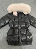 Manteau en duvet 2022 hiver doudoune pour filles grand col de fourrure mi-longueur mode enfants chaud à capuche manteau enfants solide pardessus HKD230725