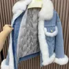 Women's Down Parkas Winter Women's Denim White Duck Down Jackets med natrual Real Fox Fur Collar Lady Korean Fashion Luxury Female Coats Outwear HKD230725