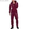 Herrspårmärke Märke Men 2set Piece Winter Hoodie Casual Zipper Jackets Sportwear + Pants Sweatshirt Sports Suit Set Kläder Mäns träningsdräkter Z230725