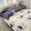 ノルディックシンプルな寝具セット大人のキルトセットシートダブルベッドビッグカバー布団カバーキングサイズ漫画4ピースl230704