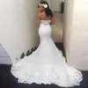 White Wedding Dresses Plus Size Ivory Bridal Gowns Formal Mermaid Trumpet Sweetheart Sleeveless Tulle Applique Zipper New Custom