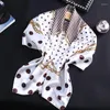 Scarves Korean Fashion Polka Dot Square Silk Scarf Women Classic Large Shawl Headscarf Lady Four Seasons Striped Patchwork Color Wraps