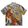 Camisas casuais masculinas de alta qualidade WACKO MARIA Camisa TimLehi Anel de fogo Tiger Totem Havaiano Manga curta Oversized e feminina 1:1