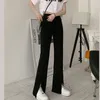Women's Pants Women Streetwear Casual All-match Simple Split Black Summer Retro Design Quality Fashion Korean College Soft Female