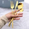 Dinnerware Sets 36Pcs Cutlery Set Stainless Steel Tableware Dinner Knife Fork Spoon Silverware Kitchen Green Gold Flatware Teaspoon